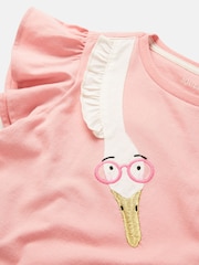 Joules Girls' Flutter Astra Pink Short Sleeve Artwork T-Shirt - Image 3 of 5
