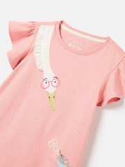 Joules Girls' Flutter Astra Pink Short Sleeve Artwork T-Shirt - Image 5 of 5
