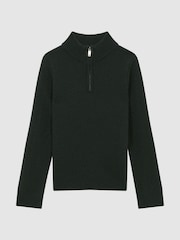 Reiss Forest Green Tempo Senior Slim Fit Knitted Half-Zip Funnel Neck Jumper - Image 2 of 5