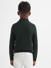 Reiss Forest Green Tempo Senior Slim Fit Knitted Half-Zip Funnel Neck Jumper - Image 4 of 5