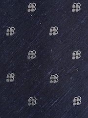 Reiss Navy Francesco Silk Blend Textured Floral Print Tie - Image 4 of 4