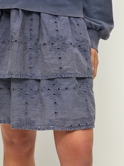 Indigo Blue Pretty Ruffle Tiered Sweatshirt Overlay Smock Dress - Image 5 of 7