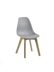 Julian Bowen Set of 2 Grey Agatha White Plastic Dining Chairs with Wooden Legs - Image 10 of 14