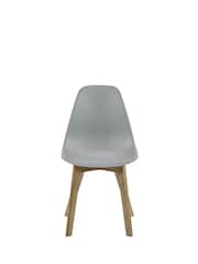 Julian Bowen Set of 2 Grey Agatha White Plastic Dining Chairs with Wooden Legs - Image 11 of 14