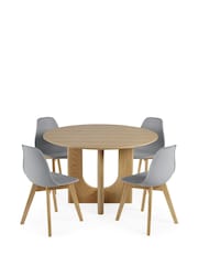 Julian Bowen Set of 2 Grey Agatha White Plastic Dining Chairs with Wooden Legs - Image 13 of 14