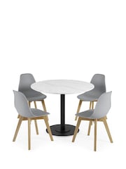 Julian Bowen Set of 2 Grey Agatha White Plastic Dining Chairs with Wooden Legs - Image 14 of 14