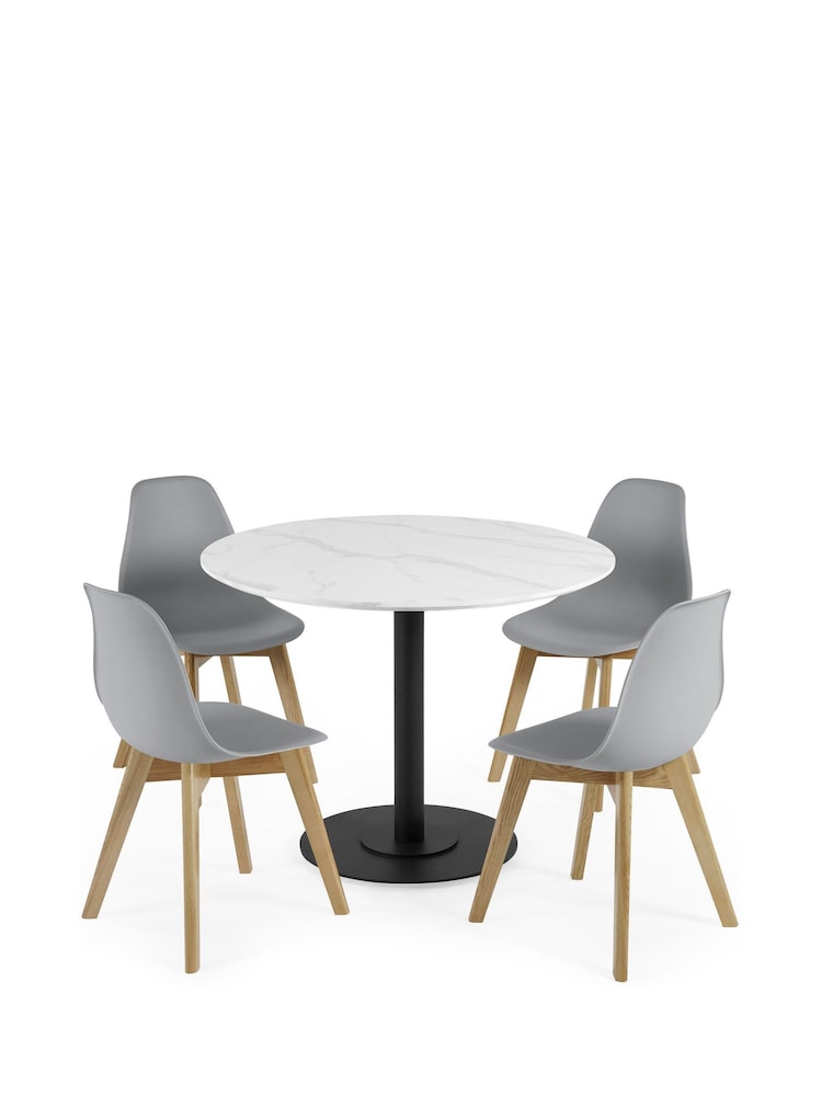 Julian Bowen Set of 2 Grey Agatha White Plastic Dining Chairs with Wooden Legs - Image 14 of 14 Julian Bowen Set of 2 Grey Agatha White Plastic Dining Chairs with Wooden Legs - Image 14 of 14