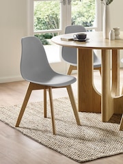 Julian Bowen Set of 2 Grey Agatha White Plastic Dining Chairs with Wooden Legs - Image 2 of 14
