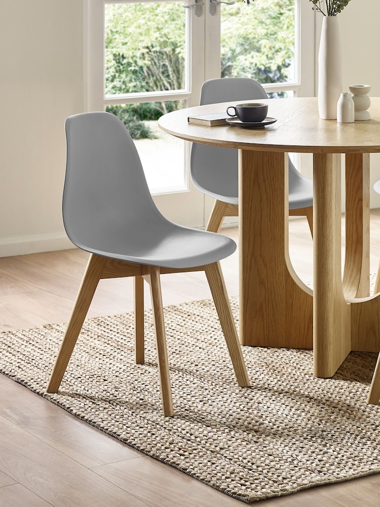Julian Bowen Set of 2 Grey Agatha White Plastic Dining Chairs with Wooden Legs - Image 2 of 14 Julian Bowen Set of 2 Grey Agatha White Plastic Dining Chairs with Wooden Legs - Image 2 of 14