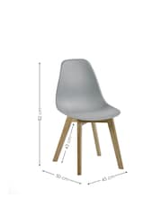 Julian Bowen Set of 2 Grey Agatha White Plastic Dining Chairs with Wooden Legs - Image 3 of 14