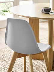 Julian Bowen Set of 2 Grey Agatha White Plastic Dining Chairs with Wooden Legs - Image 4 of 14