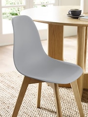 Julian Bowen Set of 2 Grey Agatha White Plastic Dining Chairs with Wooden Legs - Image 5 of 14