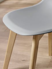 Julian Bowen Set of 2 Grey Agatha White Plastic Dining Chairs with Wooden Legs - Image 6 of 14