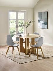 Julian Bowen Set of 2 Grey Agatha White Plastic Dining Chairs with Wooden Legs - Image 7 of 14