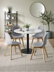 Julian Bowen Set of 2 Grey Agatha White Plastic Dining Chairs with Wooden Legs - Image 8 of 14