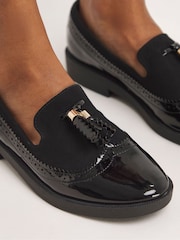 Simply Be Black Tassel Trim Slipper Cut Loafers In Extra Wide Fit - Image 2 of 4