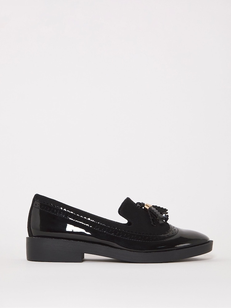 Simply Be Black Tassel Trim Slipper Cut Loafers In Extra Wide Fit - Image 4 of 4