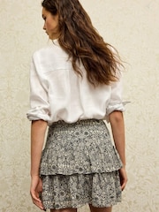 Black/White Tiered Ruffle Mini Skirt - Image 4 of 7