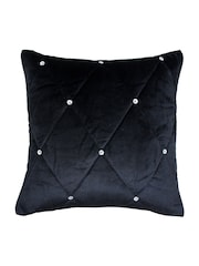 Riva Paoletti Black New Diamanté Embellished Polyester Filled Cushion - Image 1 of 2