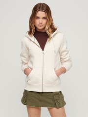 Superdry Cream Essential Logo Zip Hoodie - Image 1 of 6