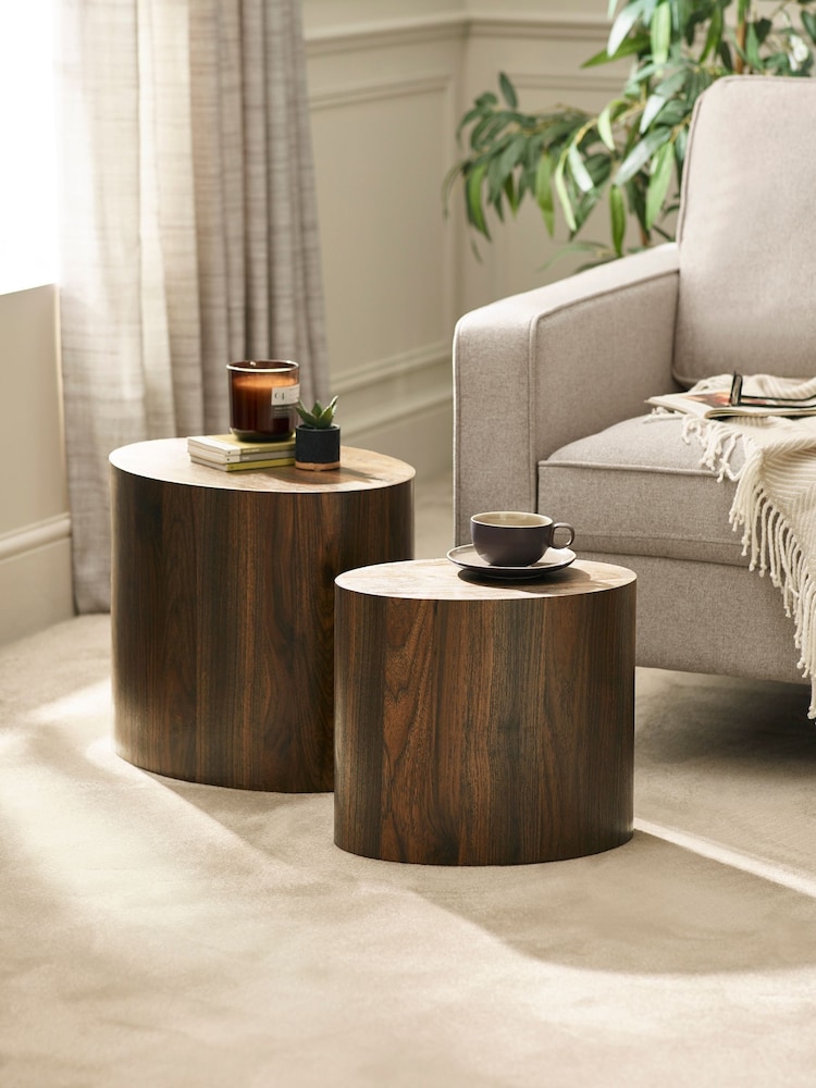 Julian Bowen Walnut Toba Walnut Effect Nest of 2 Tables - Image 1 of 7