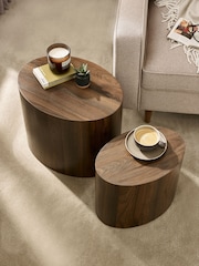 Julian Bowen Walnut Toba Walnut Effect Nest of 2 Tables - Image 2 of 7