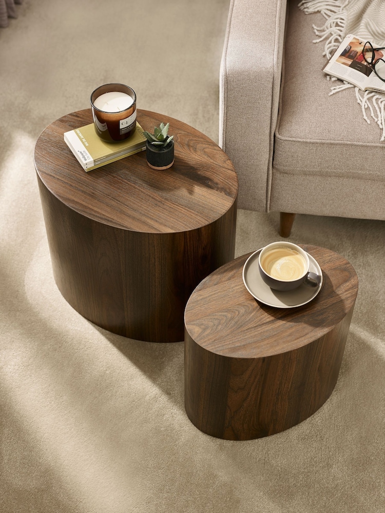 Julian Bowen Walnut Toba Walnut Effect Nest of 2 Tables - Image 2 of 7