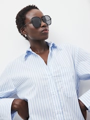 Black Polarised Large Round Sunglasses - Image 2 of 6