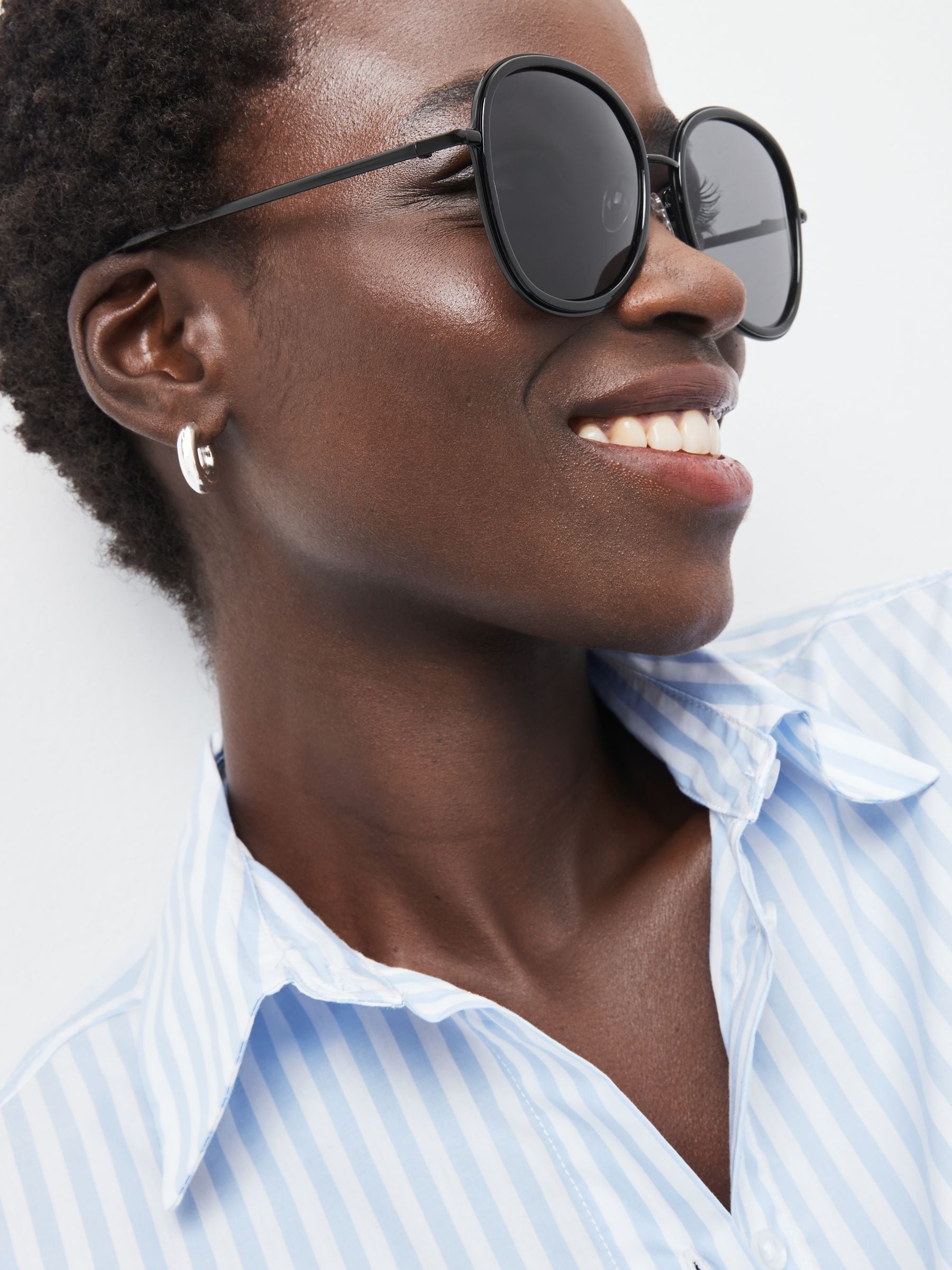 Buy Black Polarised Large Round Sunglasses from Next Luxembourg