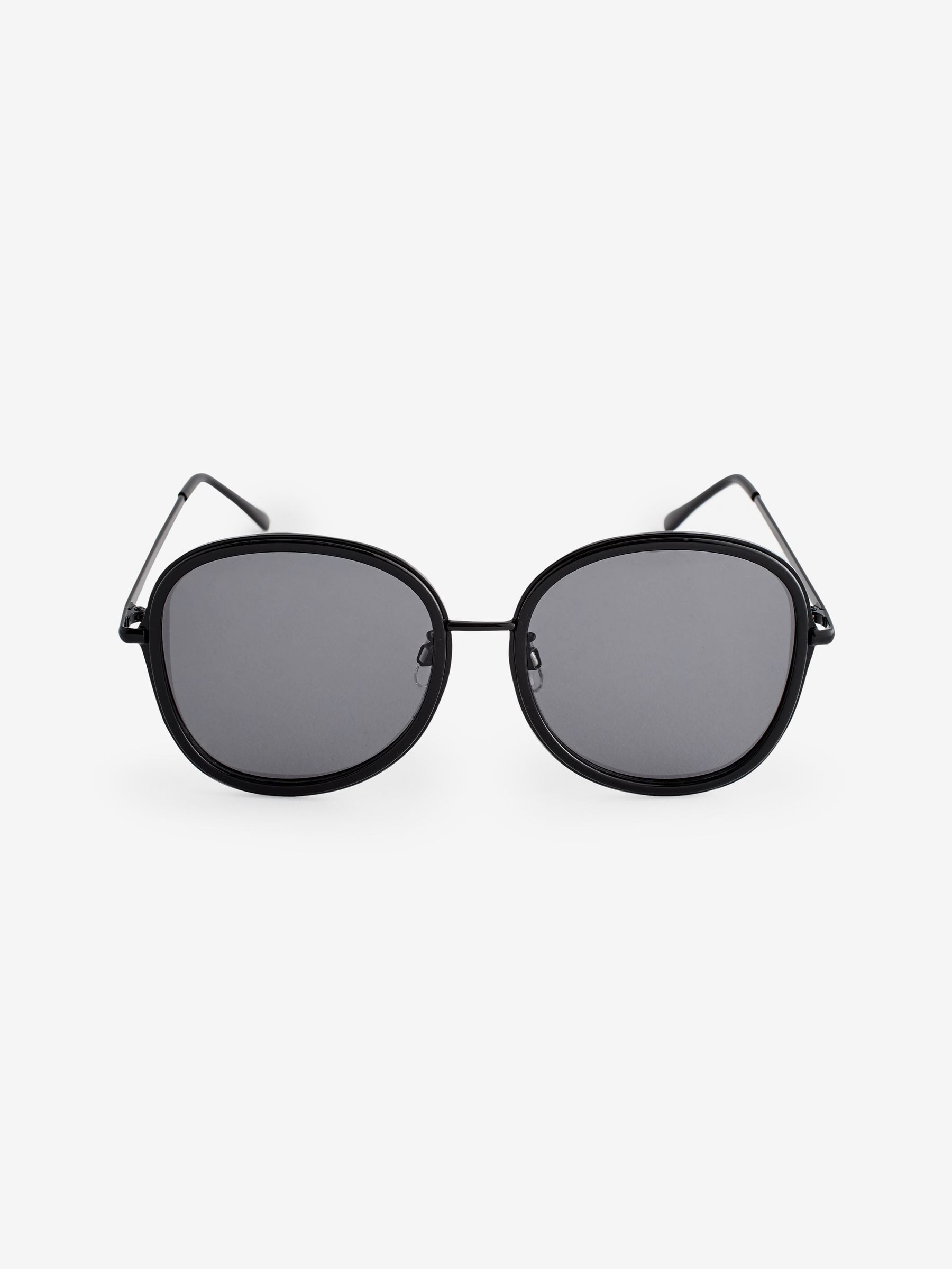 Black Polarised Large Round Sunglasses