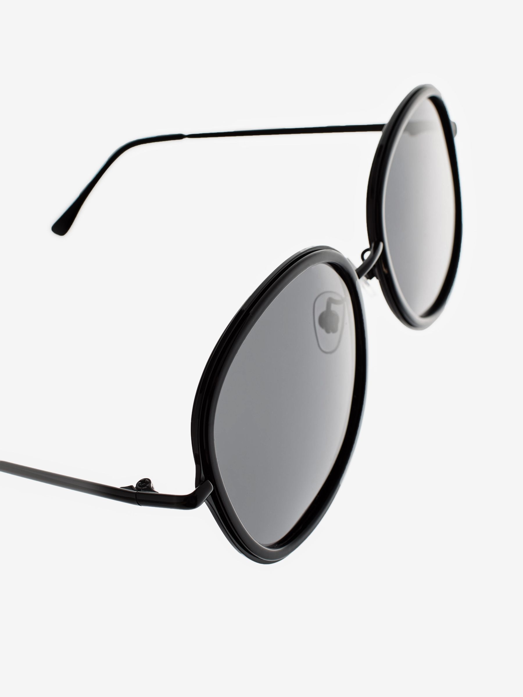 Buy Black Polarised Large Round Sunglasses from Next Luxembourg
