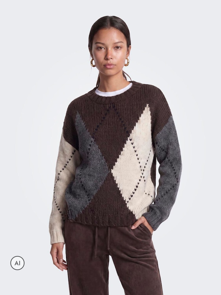ONLY Argyle Crew Neck Jumper - Bilde 1 av 7