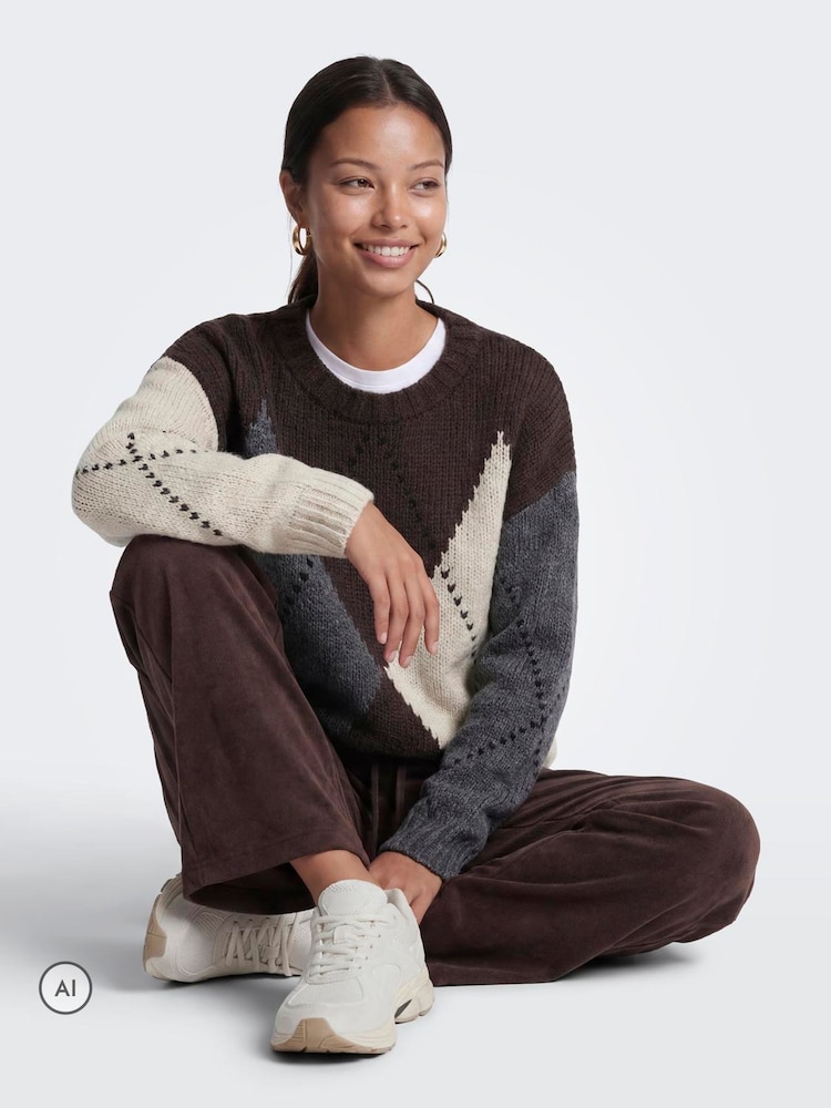 ONLY Argyle Crew Neck Jumper - Bilde 2 av 7