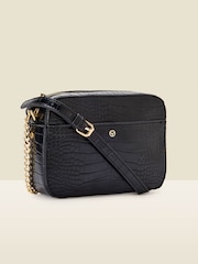 Sosandar Black Faux Leather Chain Detail Cross-Body Bag - Image 1 of 4