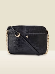Sosandar Black Faux Leather Chain Detail Cross-Body Bag - Image 2 of 4