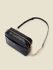 Sosandar Black Faux Leather Chain Detail Cross-Body Bag - Image 3 of 4