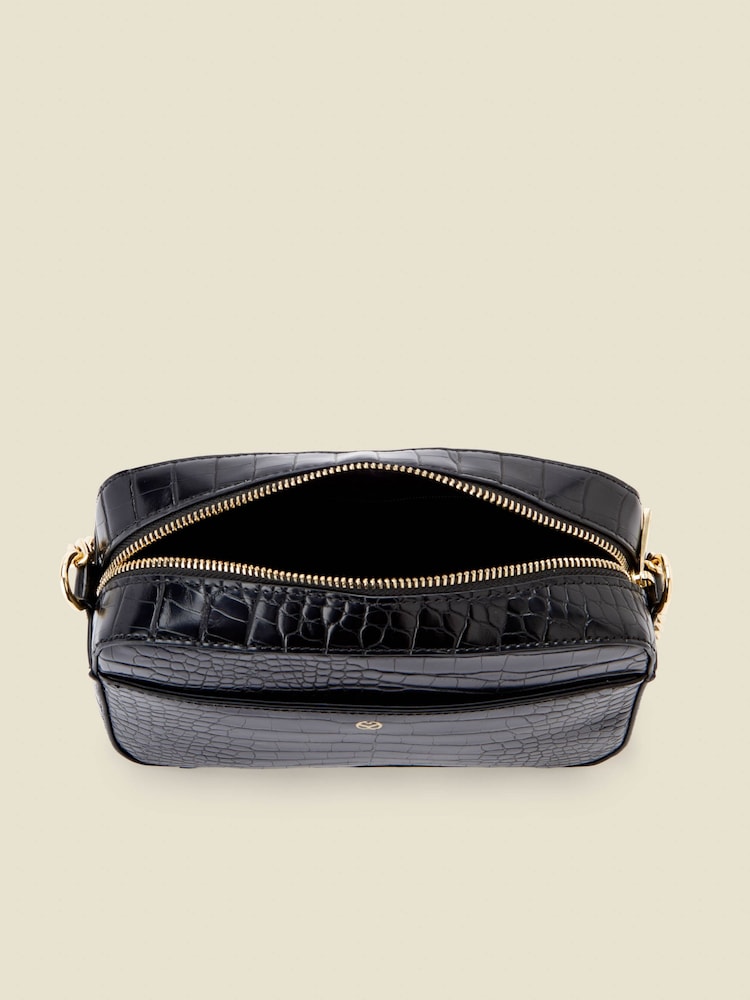 Sosandar Black Faux Leather Chain Detail Cross-Body Bag - Image 4 of 4