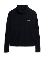 Dark Black - Superdry Strickpullover mit Rollkragen​​​​​​​ - Bild 1 von 1