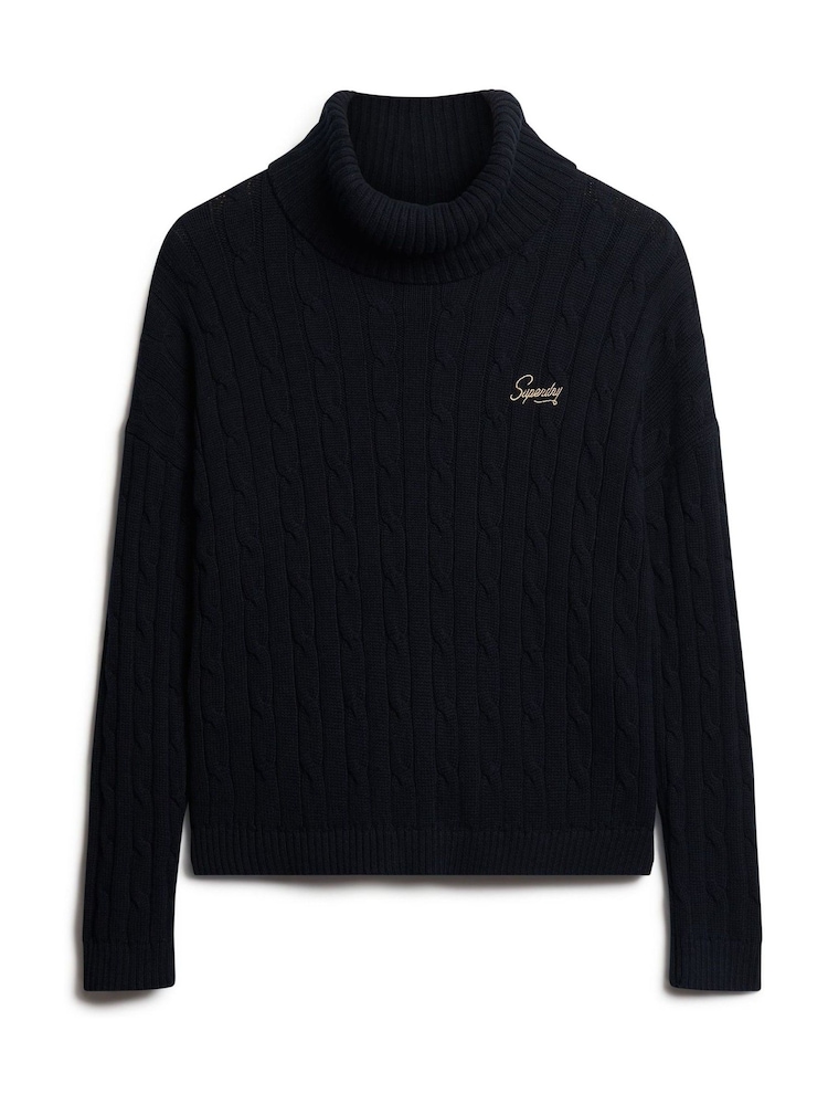 Dark Black - Superdry Strickpullover mit Rollkragen​​​​​​​ - Bild 1 von 1