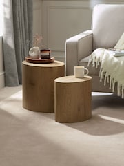 Julian Bowen Light Oak Toba Walnut Effect Nest of 2 Tables - Image 1 of 7