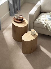 Julian Bowen Light Oak Toba Walnut Effect Nest of 2 Tables - Image 2 of 7