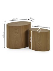 Julian Bowen Light Oak Toba Walnut Effect Nest of 2 Tables - Image 3 of 7