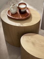 Julian Bowen Light Oak Toba Walnut Effect Nest of 2 Tables - Image 4 of 7