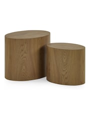 Julian Bowen Light Oak Toba Walnut Effect Nest of 2 Tables - Image 7 of 7