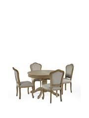 Julian Bowen Oatmeal  Limed Oak Set of 2 Camille Upholstered Dining Chairs with French Style Legs - Image 13 of 14