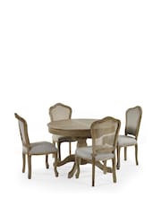 Julian Bowen Oatmeal  Limed Oak Set of 2 Camille Upholstered Dining Chairs with French Style Legs - Image 14 of 14