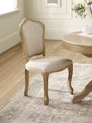Julian Bowen Oatmeal  Limed Oak Set of 2 Camille Upholstered Dining Chairs with French Style Legs - Image 2 of 14