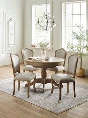 Julian Bowen Oatmeal  Limed Oak Set of 2 Camille Upholstered Dining Chairs with French Style Legs - Image 5 of 14