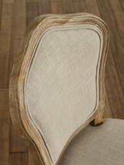 Julian Bowen Oatmeal  Limed Oak Set of 2 Camille Upholstered Dining Chairs with French Style Legs - Image 6 of 14
