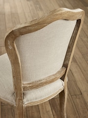 Julian Bowen Oatmeal  Limed Oak Set of 2 Camille Upholstered Dining Chairs with French Style Legs - Image 7 of 14